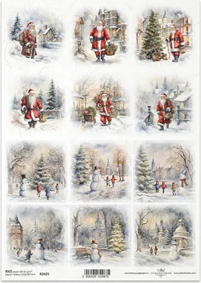 Immagine prodotto di ITD carta di riso decoupage tecnica artigianale tovagliolo di carta R2425 bambini pupazzo di neve Babbo Natale