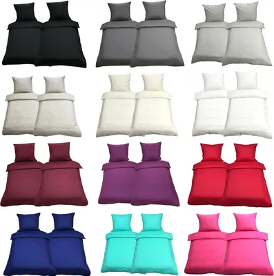 Produktbild von Bettwäsche 135x200 Mikrofaser Uni Deckenbezug Bettbezug Garnitur Set 2-4 teilig, Farbe:Grau, Anzahl an Teilen:2 - teilig