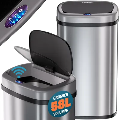 Immagine prodotto di Monzana® Cestino 58L con Sensore Automatico Movimento Display LED Pattumiera Rifiuti Smart Bidone Intelligente Cavo USB