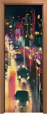 Produktbild von Türposter 70x200 cm Türaufkleber Türtapete Türfolie Klebefolie Lichtspuren auf der Straße bei Nacht