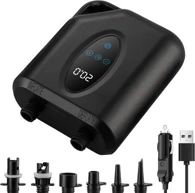 Obrázok produktu pre Elektrické čerpadlo pre paddleboardy, 20 PSI, bezdrôtové vysokotlaké čerpadlo, dvojstupňové nafukovanie/vypúšťanie, automatická funkcia vypnutia, vhodné pre kajaky, nafukovacie matrace