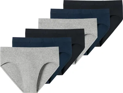 Produktbild von SCHIESSER Herren Slips, 6er Pack - "95/5", Supermini Briefs, Stretch Baumwolle Schwarz/Blau/Grau XL