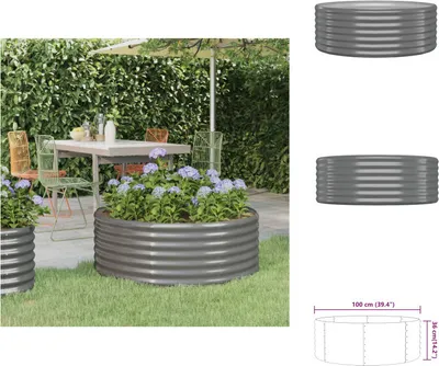 Produktbild von vidaXL Hochbeet Pulverbeschichteter Stahl 100x100x36 cm Grau -  Blumentöpfe & Pflanzgefäße