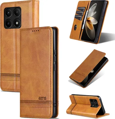 Image de Etui en cuir pour Xiaomi Redmi K70E, étui portefeuille pliable avec fermeture magnétique et support Jaune