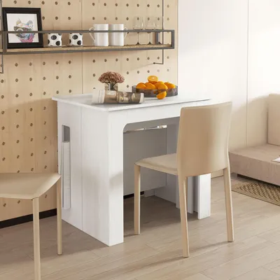 Produktbild von Esstisch ausziehbar, Klapptisch Küchentisch erweiterbar, Spanplatte Weiß | 60–180 x 85 x 75 cm | für 2–6 Personen | Stahl-Auszugschienen