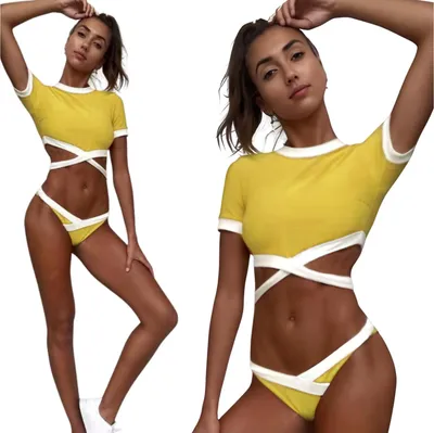 Obrázek produktu pro Dvoudílné plážové plavky s lemováním, dámské bikiny, tanga, velikost L