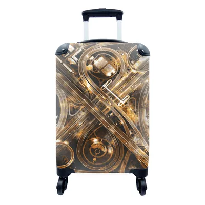 Produktbild von MuchoWow® Koffer Handgepäck Trolley Rollkoffer Kleine Reisekoffer mit 4 Rollen - Gold - Autobahn - Städte - Cabin Size < 55x40x23 cm & 55x40x20 cm - Fotokoffer - Kabinenkoffer - Boardgepäck - Reise-Box - Reisekoffer - Reisegepäck - Koffer mit Bild - Trolley für Kinder