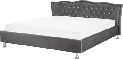 Produktbild von BELIANI Doppelbett Dunkelgrau mit Lattenrost Polsterbezug 180x200 cm Elegant