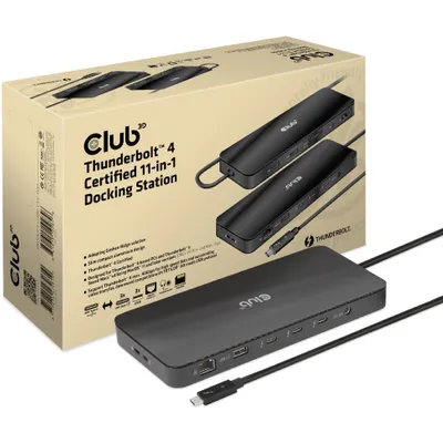 Zdjęcie produktu dla CLUB3D CSV-1581, Dokujący, Thunderbolt 4, 140 W, 1000 Mbit/s, Czarny, SD