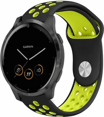 Produktbild von Strap-it Garmin Vivoactive 4s Sportarmband - 40 mm - Schwarz / Gelb