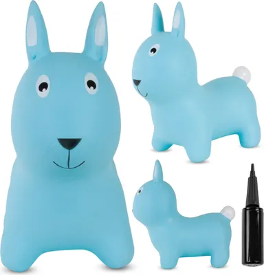 Produktbild von SUN BABY hüpftiere ab 1 Jahr mit Pumpe aufblasbares Hüpfspielzeug aus hochwertigem und strapazierfähigem Gummi blaues Kaninchen