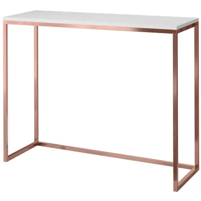 Produktbild von Furneo | Konsolentisch - 80 cm - Weiß matt / Kupfer - Elegantes Design - Kompakt und vielseitig