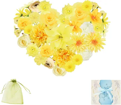 Produktbild von Kunstblumen Köpfe 40 Stücke, für Dekoration, gelb, Seide