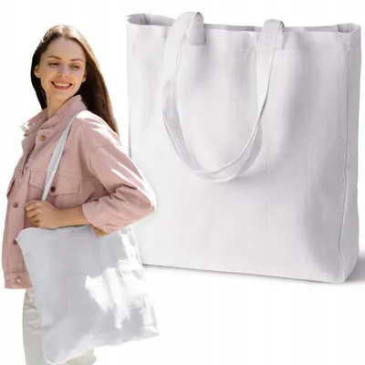 Produktbild von Allbag Baumwolltasche Weiß 38x42cm Langlebig für Einkäufe