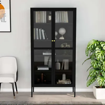 Immagine prodotto di vidaXL vidaXL - Vetrina - 90x40x180 - cm - acciaio - e - vetro - temperato - nero