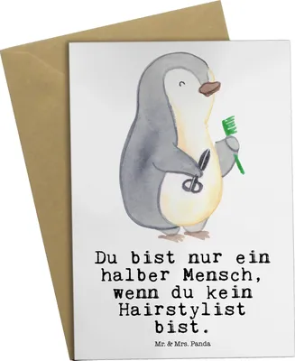 Produktbild von Mr. & Mrs. Panda Grußkarte Hairstylist Herz - Weiß - Geschenk, weihnachtskarten, Beruf, babykarte, Spruch, einladungskarten, Barbier, hochzeitskarten, Frisör