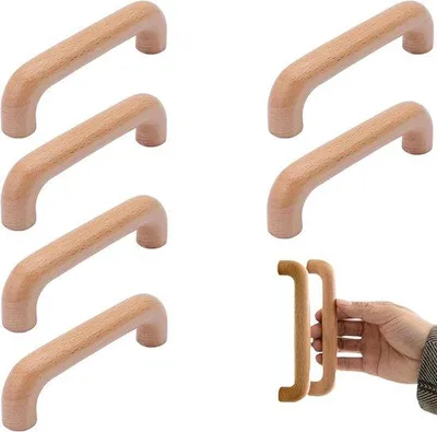 Immagine prodotto di Maniglie per porte da cucina in legno - Maniglie a T - 6 pezzi - Legno