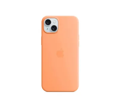 Produktbild von Case für iPhone 15 Plus kompatibel mit MagSafe Silikon Hülle - orange sorbet