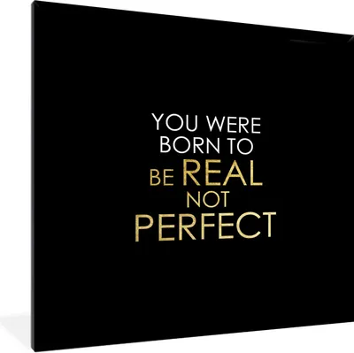 Produktbild von MuchoWow® Gerahmtes Poster Perfekt - Gold - Weiß - Zitate 40x40 cm - Poster mit Schwarzem Bilderrahmen Wandposter Rahmen Foto Bilder - Mit Rahmen - Wanddekoration Schlafzimmer