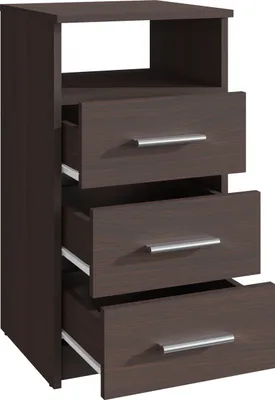Produktbild von MATKAM Schubladenkommode 3SO in klassischer Optik, H75 x B40 x 35 cm, mit 3 Schubladen und einem offenen Ablagefach, Führungsschienen aus Metall, in verschiedenen Ausführungen erhältlich (Wenge)