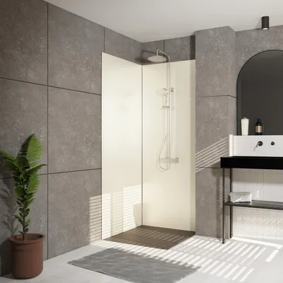 Produktbild von Marwell Urbanox Wandpaneel ivory 90x210 cm - fugenlose Aluverbundplatte als Duschrückwand & Küchenrückwand