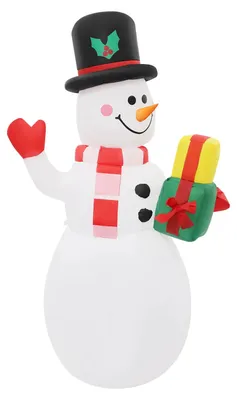 Produktbild von Aufblasbarer Schneemann Weihnachtsdekoration - Aufblasbare Figur - Mit LED-Beleuchtung - Für innen und außen - 210T Polyester und Nylon - Weiß