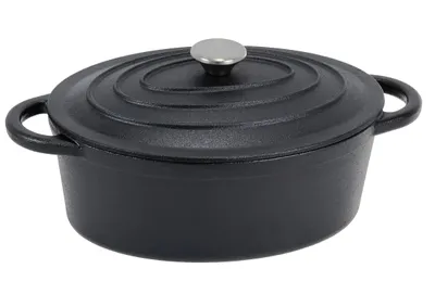 Produktbild von KRISBERG Gusseisen-Bräter – 4,7 l – 29 cm – Bräter mit Deckel – für alle Herdarten – Schwarz