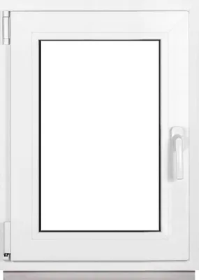 A white window frame with a clear glass pane.