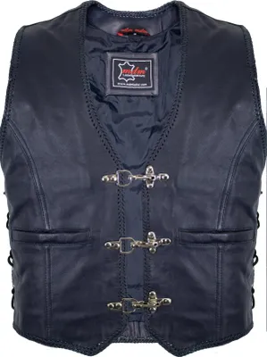 Produktbild von Dunkel Blaue Herren Lederweste Kutte Rockerweste Clubweste Motorradweste Biker(4XL)