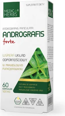 Obrázok produktu pre MEDICA HERBS Andrografis forte 500 mg, 60 kapsúl.