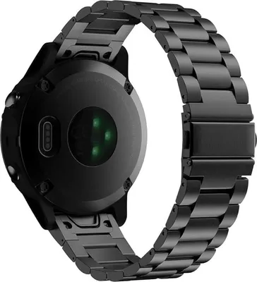 Produktbild von Ersatzarmband aus Edelstahl kompatibel mit Garmin Fenix 7/6/6 Pro/5/5 Plus/Epix Gen 2/Forerunner 945/935/Approach S62/S60/Instinct 2/MARQ 22 mm Quick Fit - schwarz