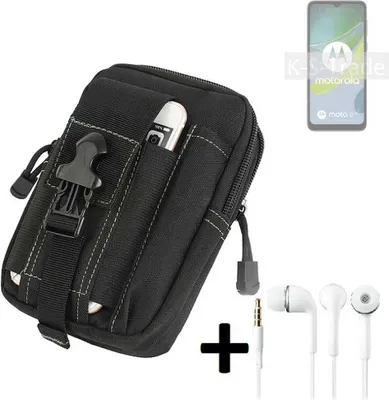 Produktbild von K-S-Trade Gürteltache + Kopfhörer kompatibel mit Motorola Moto E13 Gürtel Tasche Holster Schutz Hülle Handy Hülle  schwarz inkl. Extrafächer