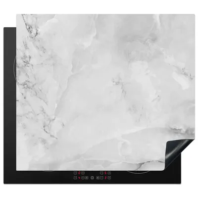 Obrázek produktu pro KitchenYeah® Kryt varné desky mramor - kámen - bílá - šedá - mramorový vzhled, 58x51cm, dekorace do kuchyně, keramický kryt varné desky, krycí deska na varnou desku