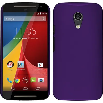 Produktbild von PhoneNatic Case kompatibel mit Motorola Moto G 2014 2. Generation - Hülle lila gummiert Hard-case + 2 Schutzfolien
