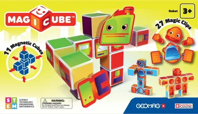 Produktbild von Geomag 142 Magicube Robots 11 Magnetwürfel für Konstruktionen + 27 Clip
