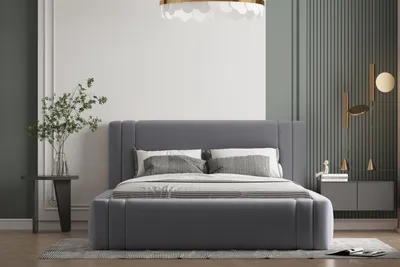 Produktbild von Polsterbett ROLF -OM 160 x 200 cm mit Bettkasten und Lattenrost. Farbe: Grau