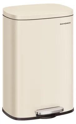 Productafbeelding van SONGMICS Vuilnisbak keuken, afvalbak, trapbak, staal, 50 liter – zandbeige