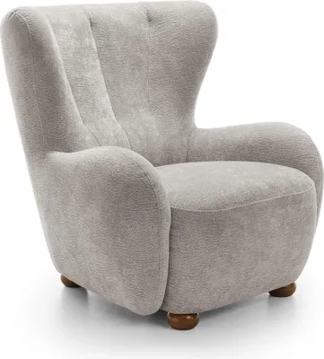 Productafbeelding van Ohrensessel FILO Dress Me 02, lichtgrijs. Relaxfauteuil, tv-fauteuil. Houten poten, naturel