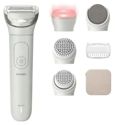 Produktbild von Philips BRE748/00, Folienschaber, 1 Kopf/Köpfe, Grau, Exfoliation, Rasieren, Glättende Pedikürrolle, Akku, Integrierte Batterie