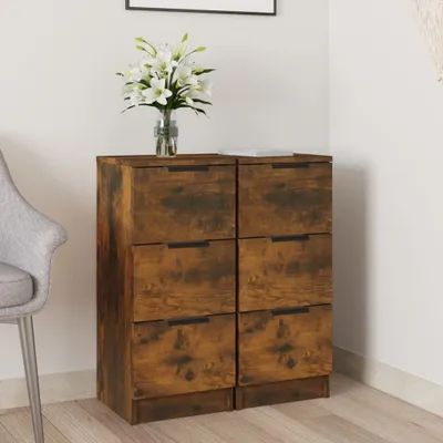 Produktbild von vidaXL Sideboards 2 Stk. Räuchereiche 30x30x70 cm Holzwerkstoff