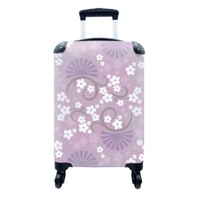 Produktbild von MuchoWow® Koffer Handgepäck Trolley Rollkoffer Kleine Reisekoffer mit 4 Rollen - Blumen - Muster - Sakura - Cabin Size < 55x40x23 cm & 55x40x20 cm - Fotokoffer - Kabinenkoffer - Boardgepäck - Reise-Box - Reisekoffer - Reisegepäck - Koffer mit Bild - Trolley für Kinder