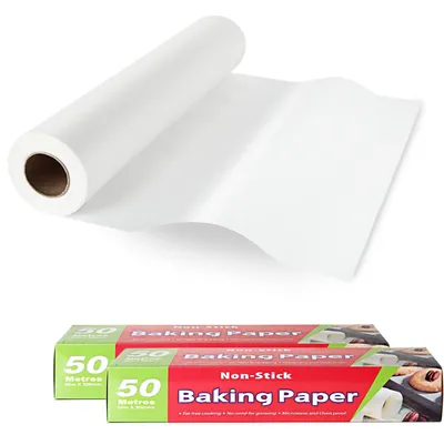 Produktbild von Backpapier, 30 cm x 50 m - Wiederverwendbares Backpapier - Antihaft-Rolle - Fettbeständig - Wasserfest - Lebensmittelecht - Pergamentpapier