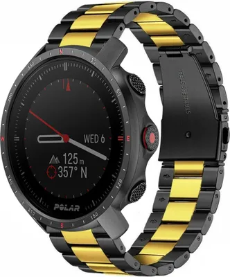 Produktbild von Strap-it Stahlarmband - Kompatibel mit Polar Grit X ProArmband Ersatzarmband Edelstahl Armband mit faltschließe Sportuhr zubehör für smartwatch 22mm Armband Schwarz, Gold