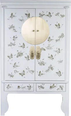 Produktbild von Fine Asianliving Chinesischer Hochzeitsschrank Schneeweiß Handbemalt - Orientique Kollektion B100xT55xH175cm Chinesischer Schrank Chinesischer Hochzeitsschrank Orientalische Möbel Asiatische