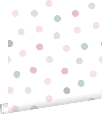 Obrázek produktu pro ESTAhome tapeta tečky růžová, zelená a šedá 53 cm x 10,05 m