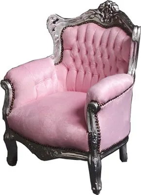 Produktbild von Casa Padrino Barock Kinder Sessel Rosa/Silber - Tron