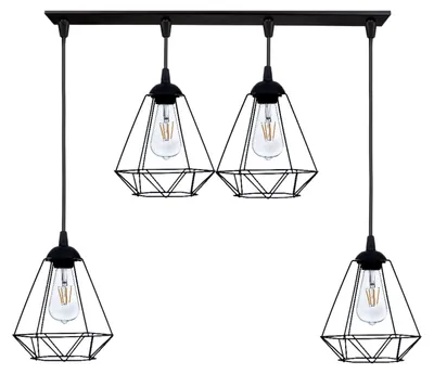 Produktbild von KAR-LIGHTING Pendelleuchte 4-flammig Schwarz, Metall – Esszimmer, Wohnzimmer, Küche – E27