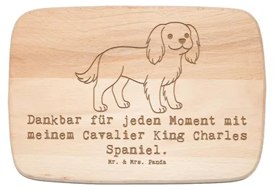 Produktbild von Mr. & Mrs. Panda Holzbrett Cavalier King Charles Spaniel Moment - Transparent - Geschenk, schneidbrett, Holzbrettchen, Frühstücksbrettchen, snackbrett, Schneidebrett