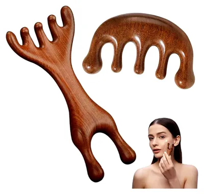 Produktbild von Holz-Kopfhautmassagebürsten, 2 Stück, für entspannende Kopfhautpflege und Durchblutungsförderung