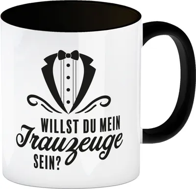 Produktbild von Willst du mein Trauzeuge sein Kaffeebecher in schwarz